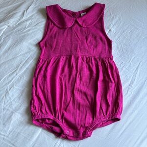 Kate Quinn Fuchsia Pointelle Cotton Peter Pan Collar Romper • Size 2T